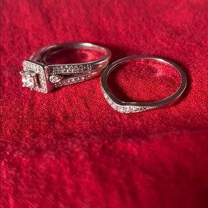 14k Wht/Gold Diamond Engagement Ring w/ Band